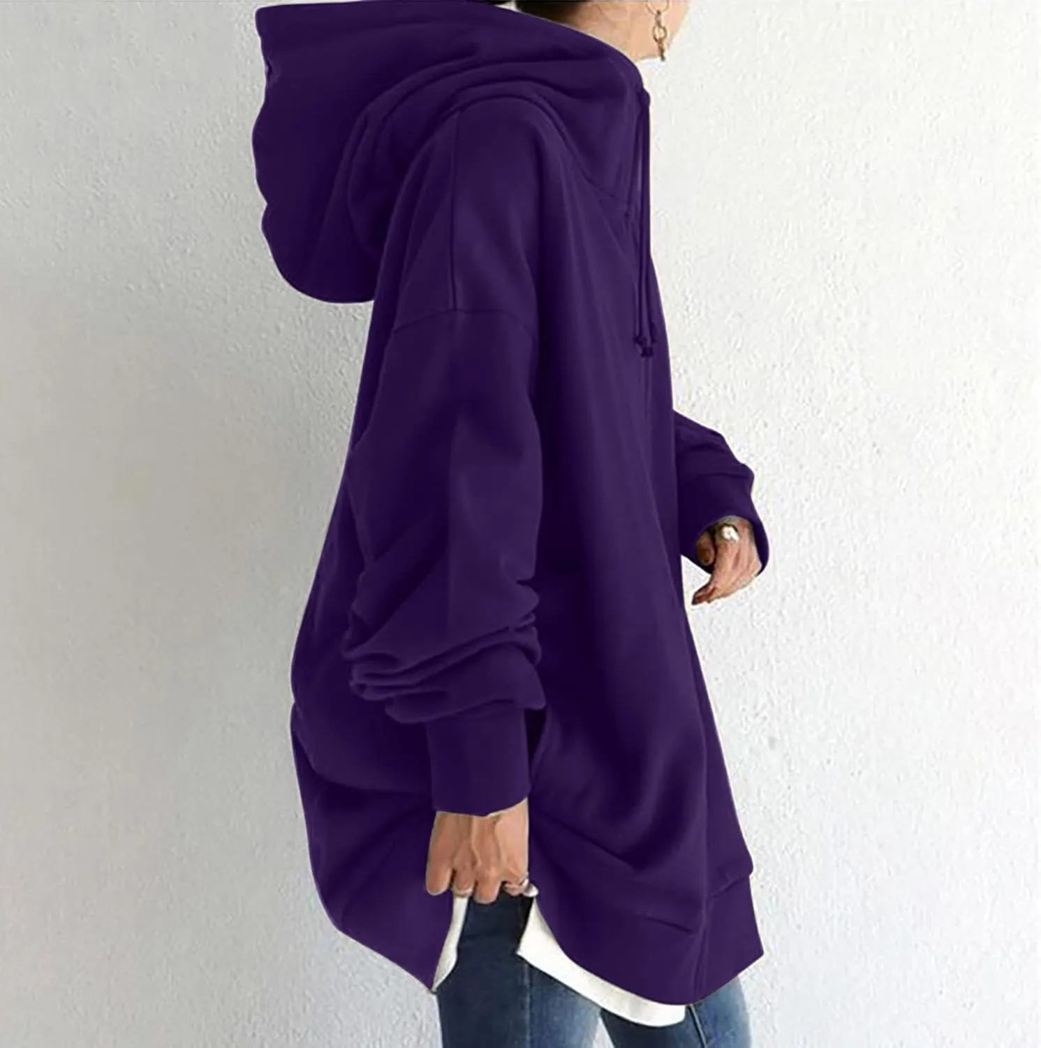 Plus Size Zip Up Hoodies For Women Casual Long Sleeve Hooded Long Sweatshirts Fall Fashion Winter Jackets With Pockets