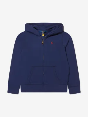 Ralph Lauren Girls Logo Zip Up Top in Navy
