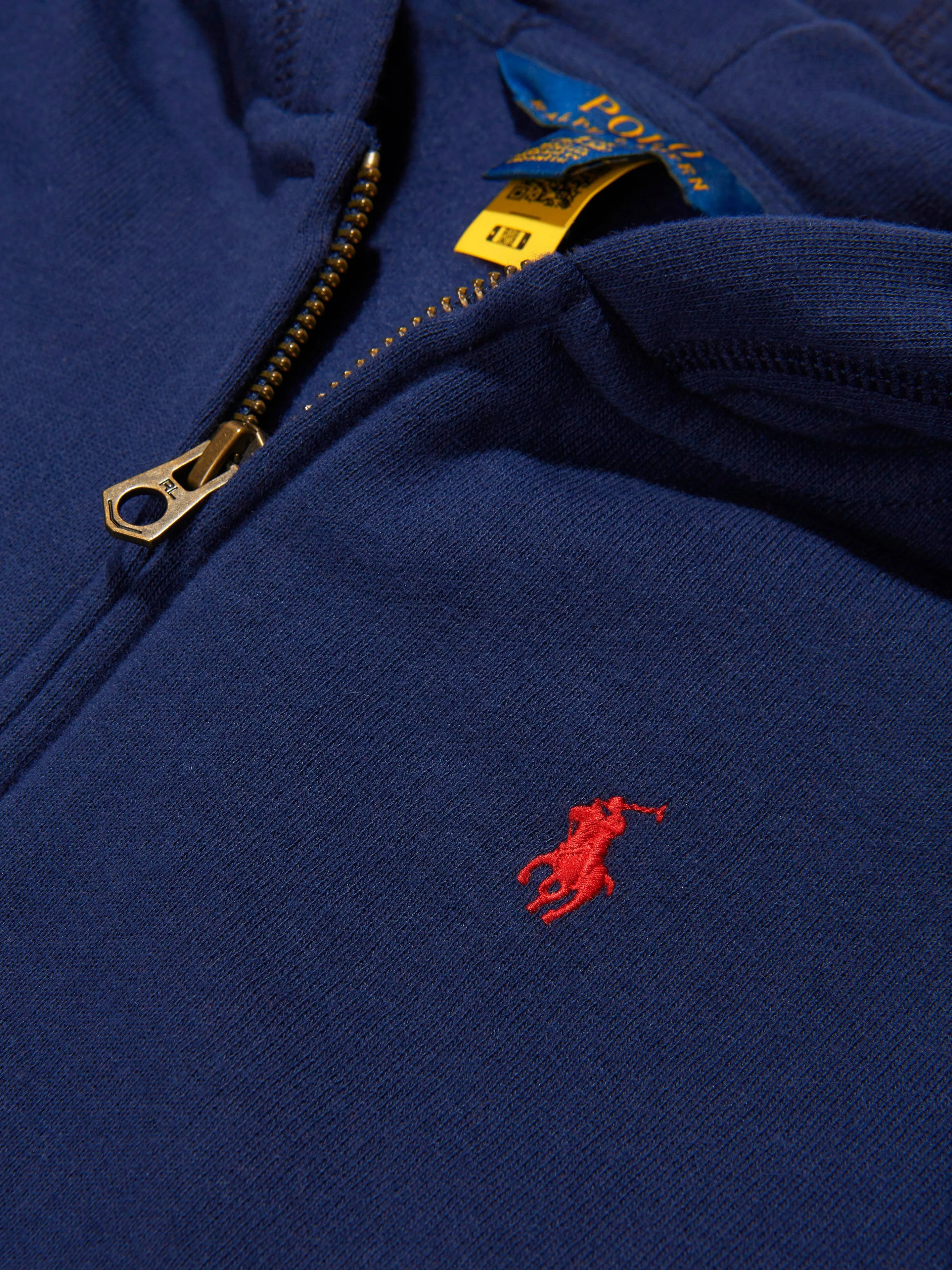 Ralph Lauren Girls Logo Zip Up Top in Navy