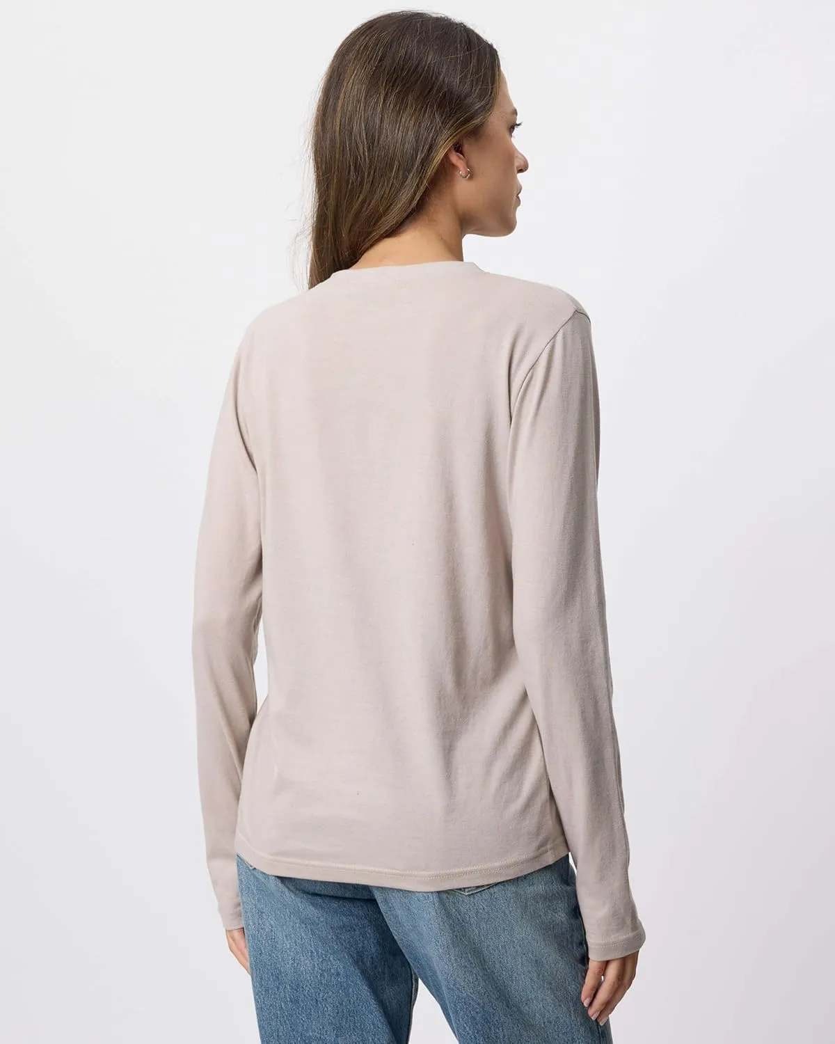 Real Essentials 4 Pack: Women's V-Neck Cotton Long-Sleeve T-Shirt (Available in Plus Size)