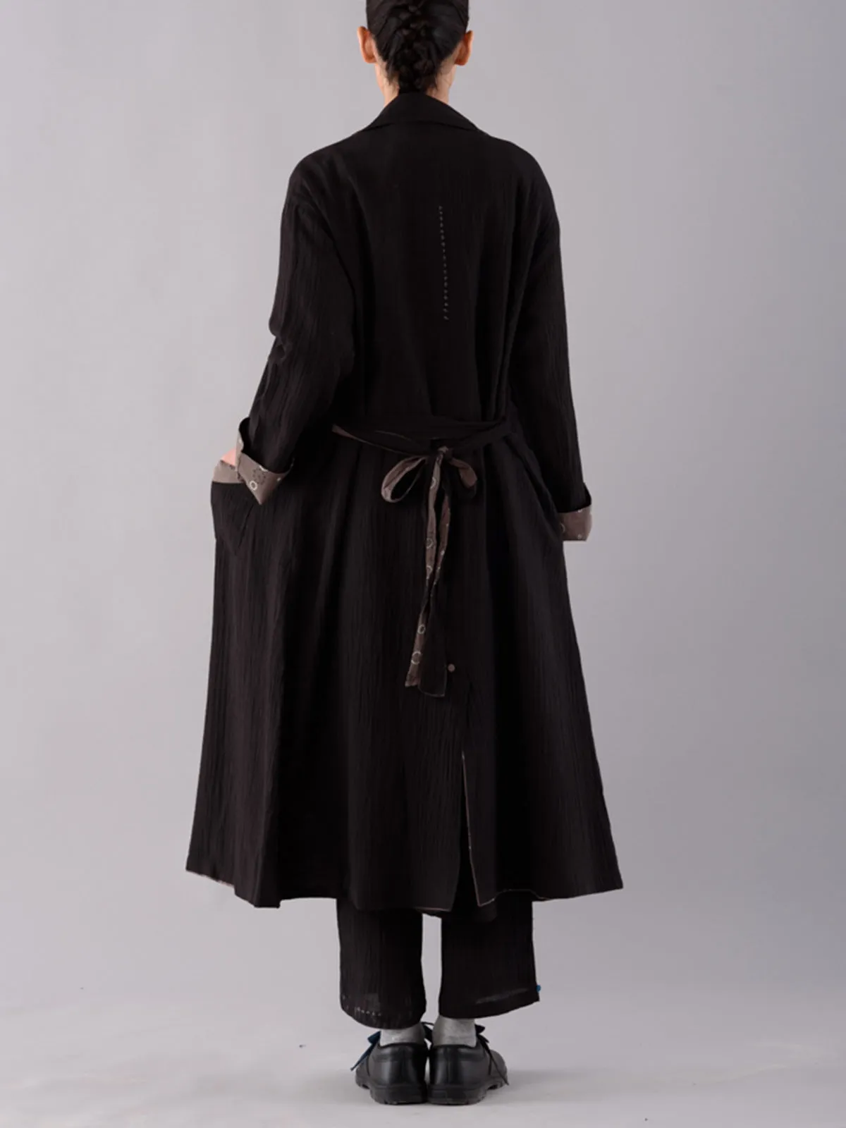 Reversible Temari Trench Coat Charcoal