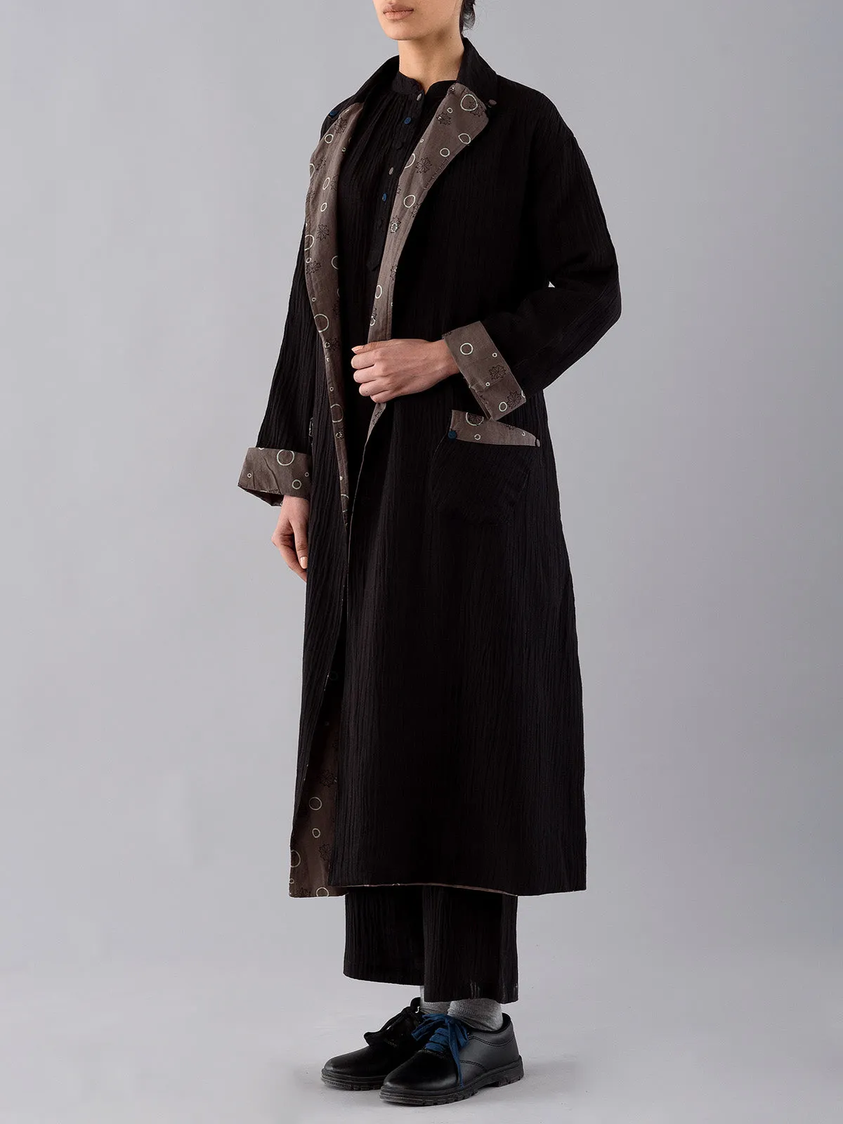 Reversible Temari Trench Coat Charcoal