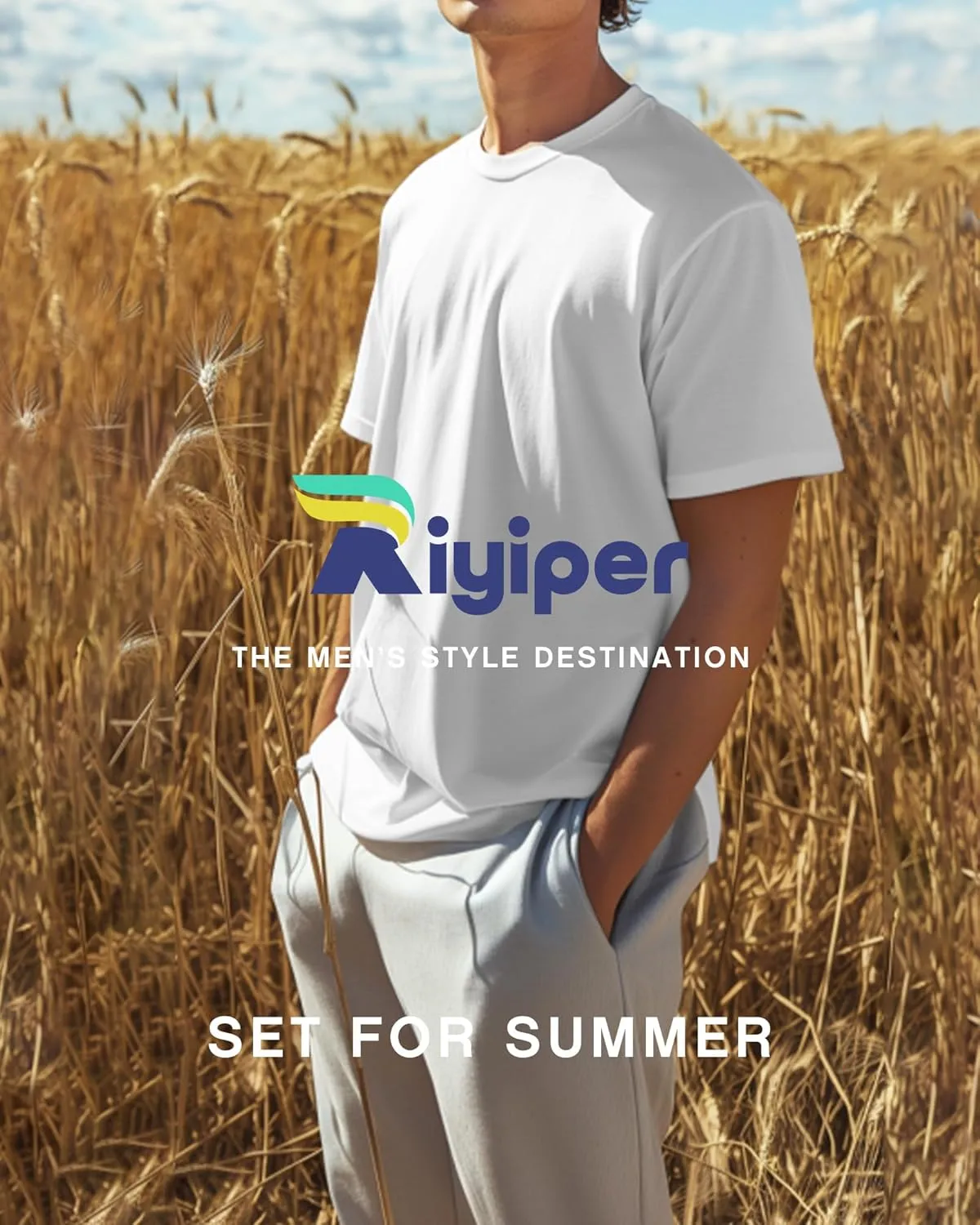 Riyiper 3 Pack Men's Big and Tall Shirts Half Sleeve Cotton Tee Crew Neck Elbow Length Top Casual Loose Fit T Shirts
