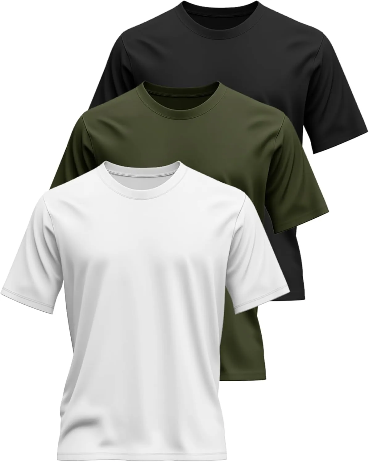 Riyiper 3 Pack Men's Big and Tall Shirts Half Sleeve Cotton Tee Crew Neck Elbow Length Top Casual Loose Fit T Shirts