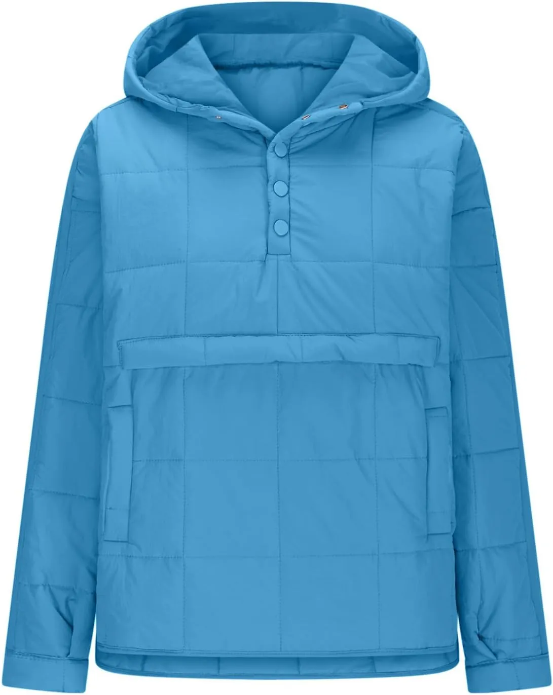 RKSTN Women Quilted Pullover Puffer Jacket Loose Hooded Coats Winter Warm Lightweight Outerwear with Pockets