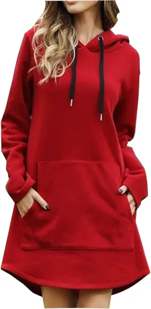 RMXEi Oversize Sweatshirt Women,Women Long Length Loose Casual Solid Drawstring Hoodie Pullover With Big Pocket