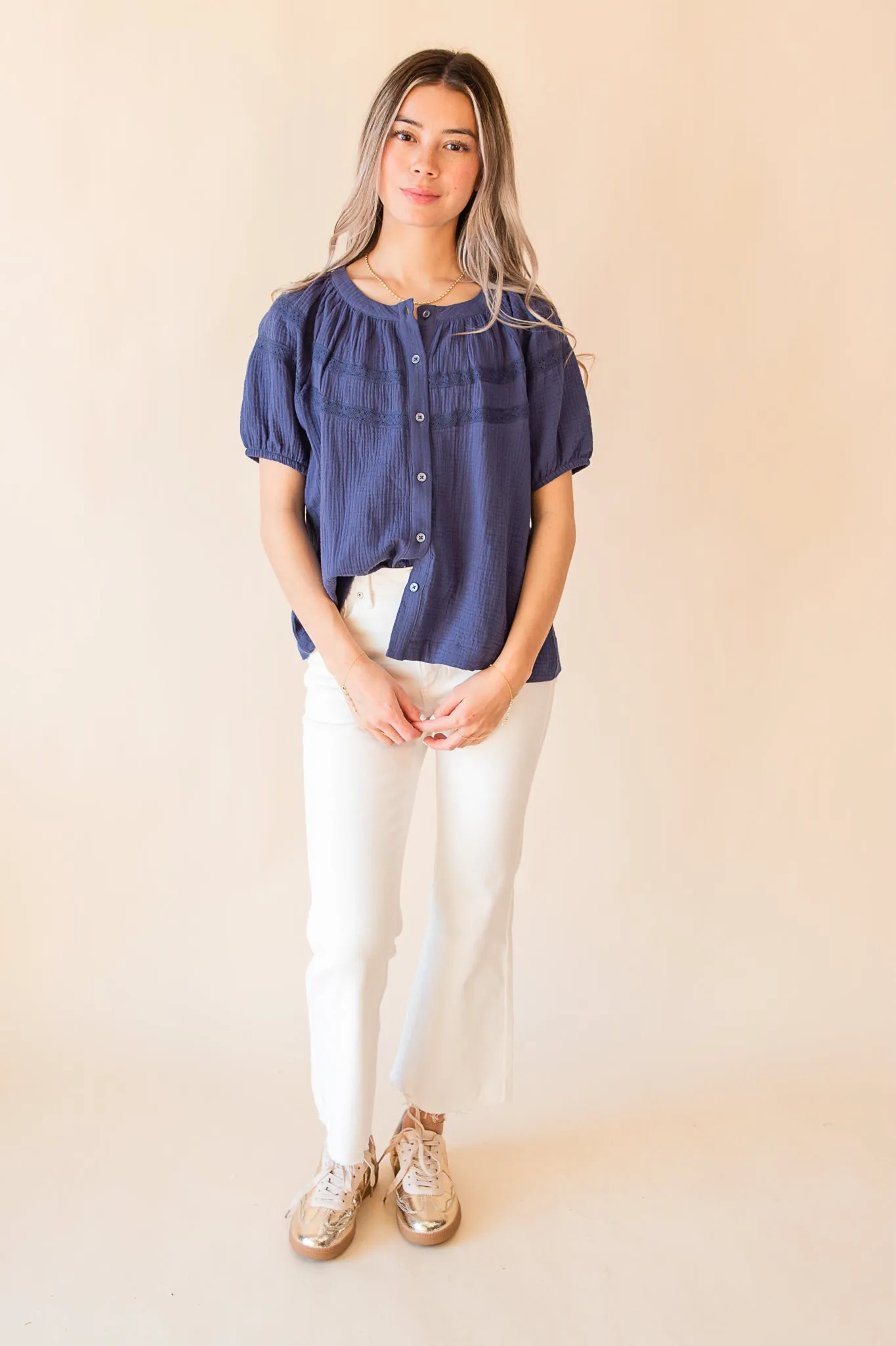 Rosie Lace Trim Peasant Top
