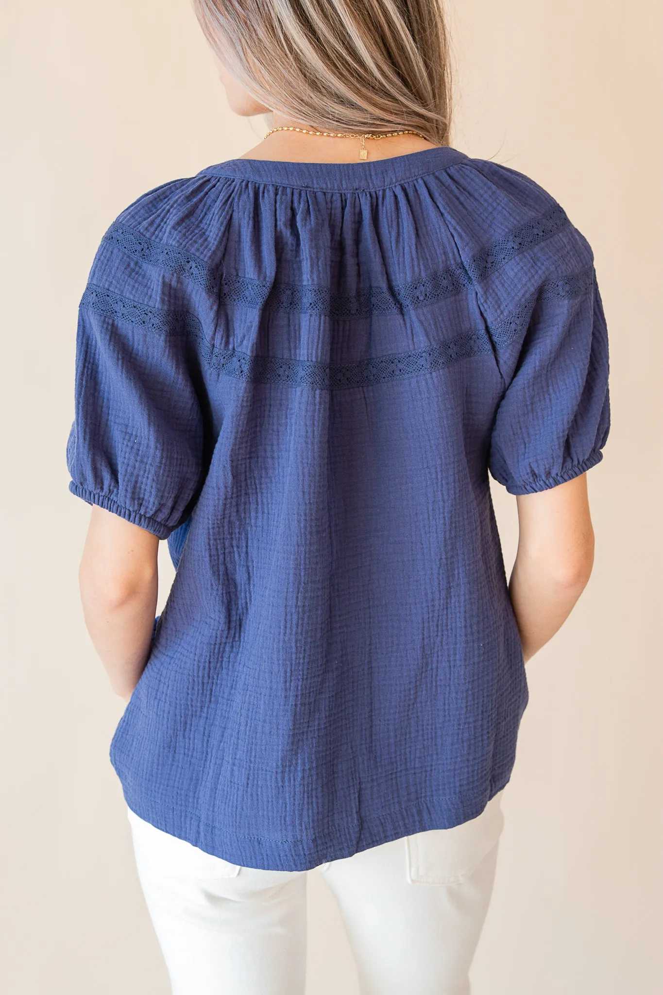 Rosie Lace Trim Peasant Top