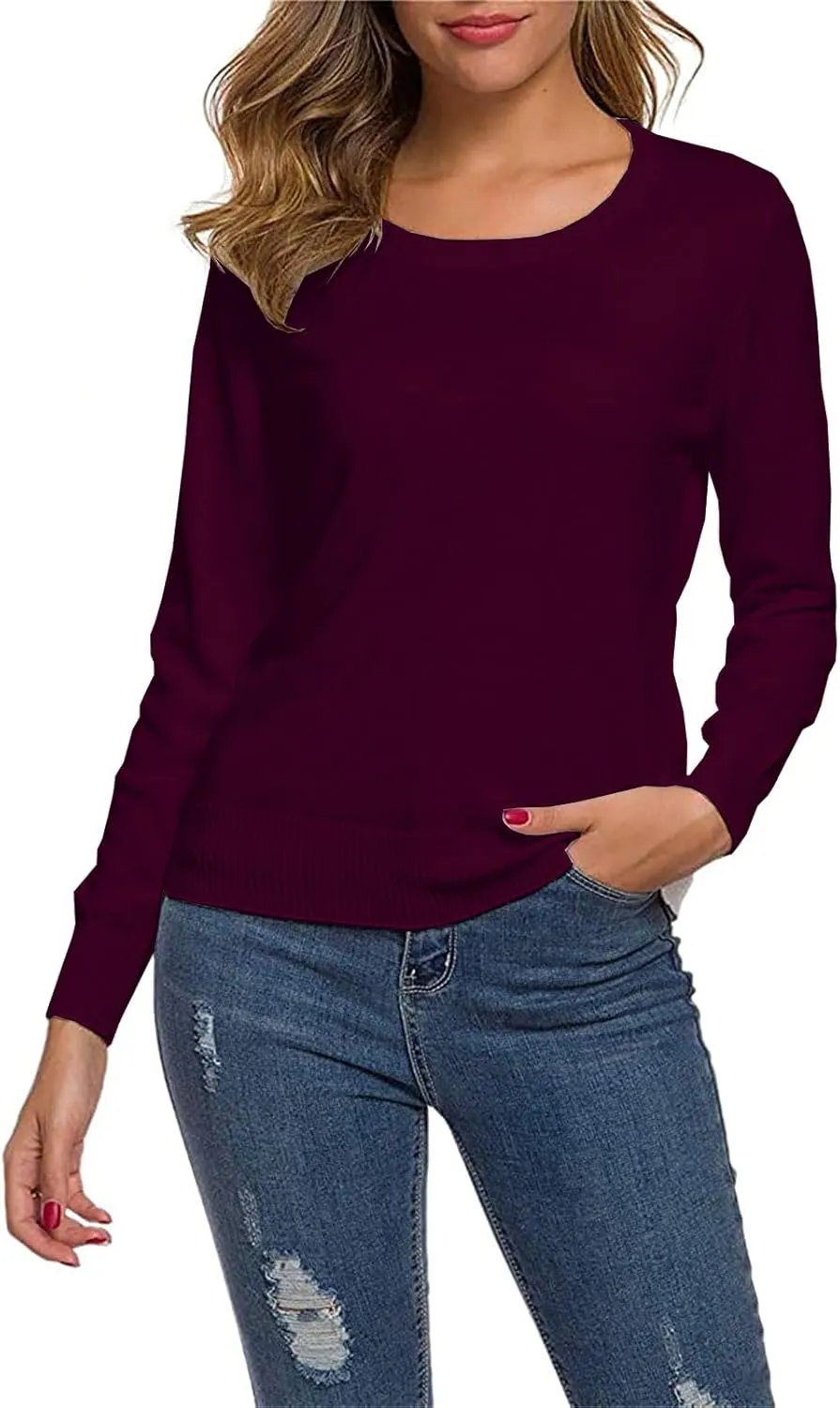 SANGTREE Women's Crewneck Soft Knit Pullover Sweater