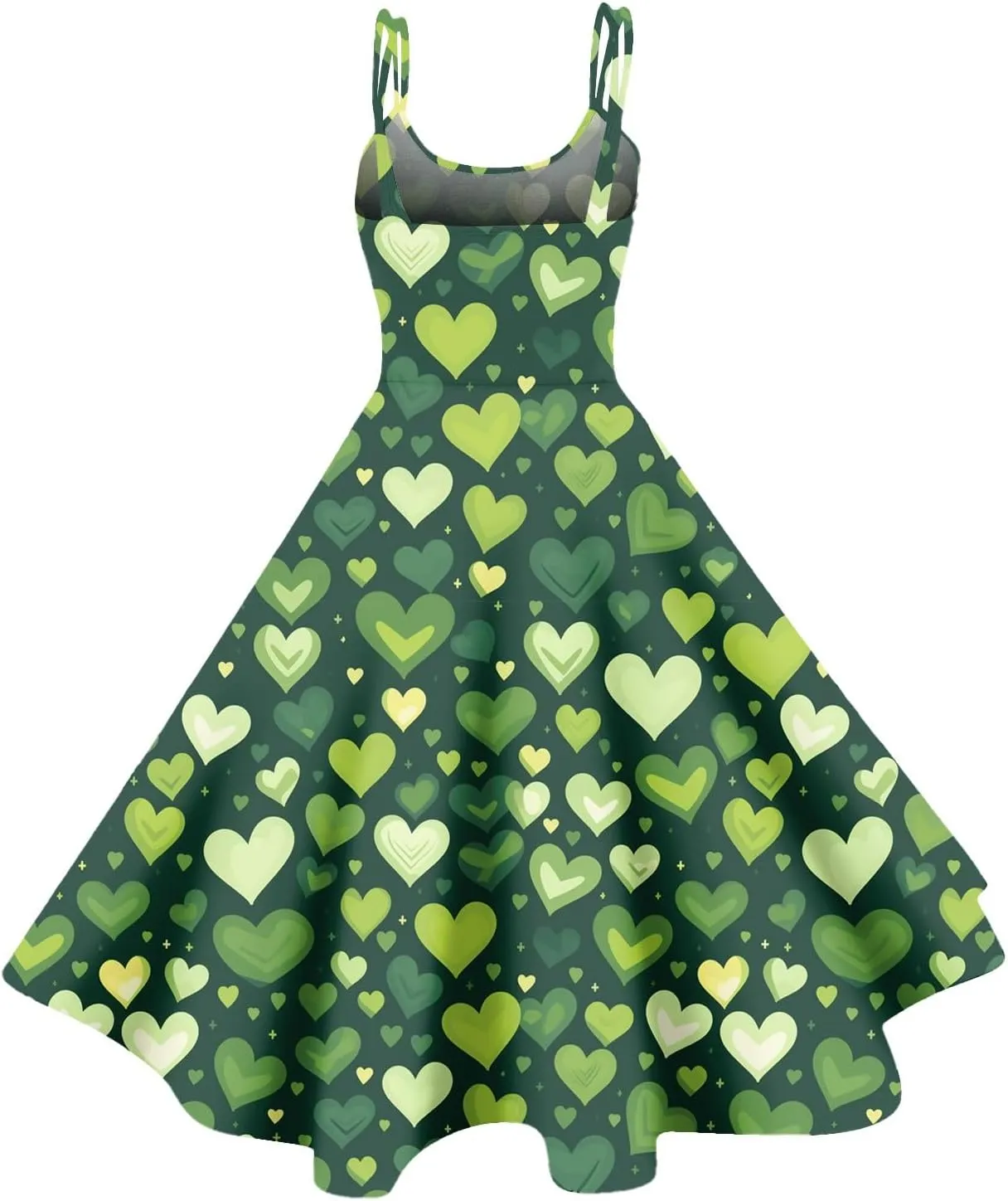 Shamrock Dress Women Cute Off Shoulder Sleeveless Vintage Midi Swing St Patricks Day Print A-Line Dresses
