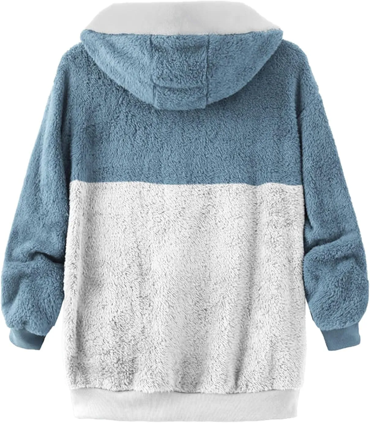 SHAOBGE Oversized Fuzzy Fleece Jackets For Women Fashion 2024 Color Block Faux Fur Cardigan Coat Shaggy Warm Winter Outerwear