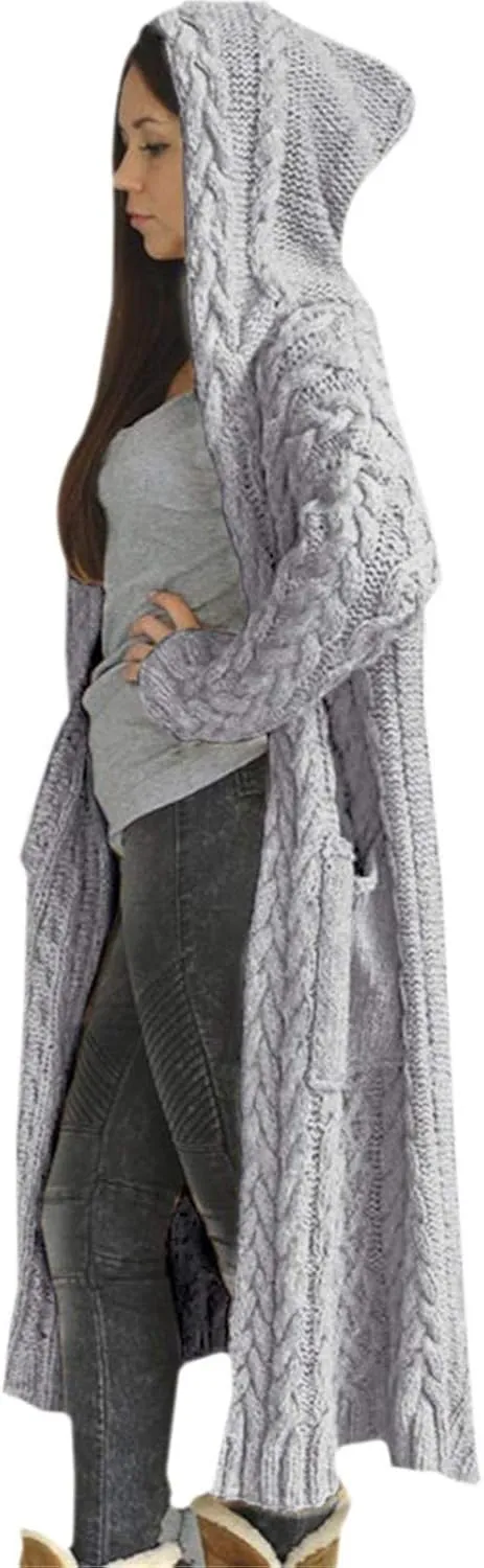 SHAOBGE Sweater Formal Coat Solid Solid Sweater Winter Long Knitted Pocket Loose Women Light Sweaters for Women Open