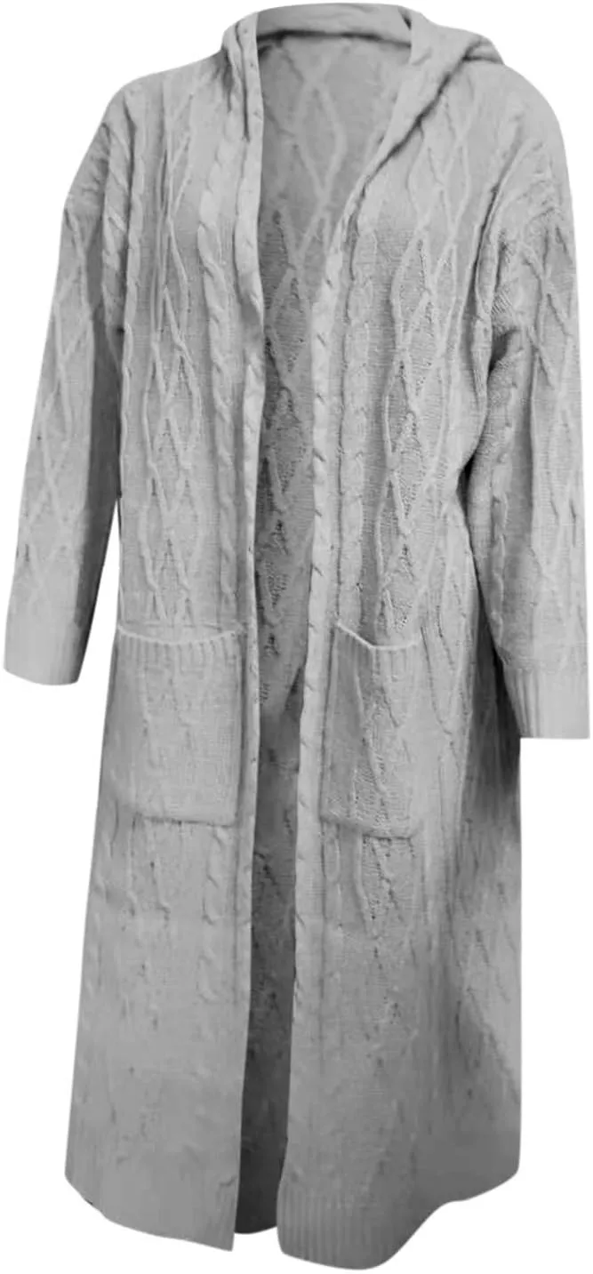 SHAOBGE Sweater Formal Coat Solid Solid Sweater Winter Long Knitted Pocket Loose Women Light Sweaters for Women Open