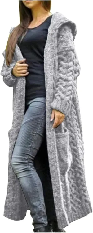 SHAOBGE Sweater Formal Coat Solid Solid Sweater Winter Long Knitted Pocket Loose Women Light Sweaters for Women Open