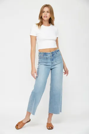 Shell Cropped Wide Leg Jean