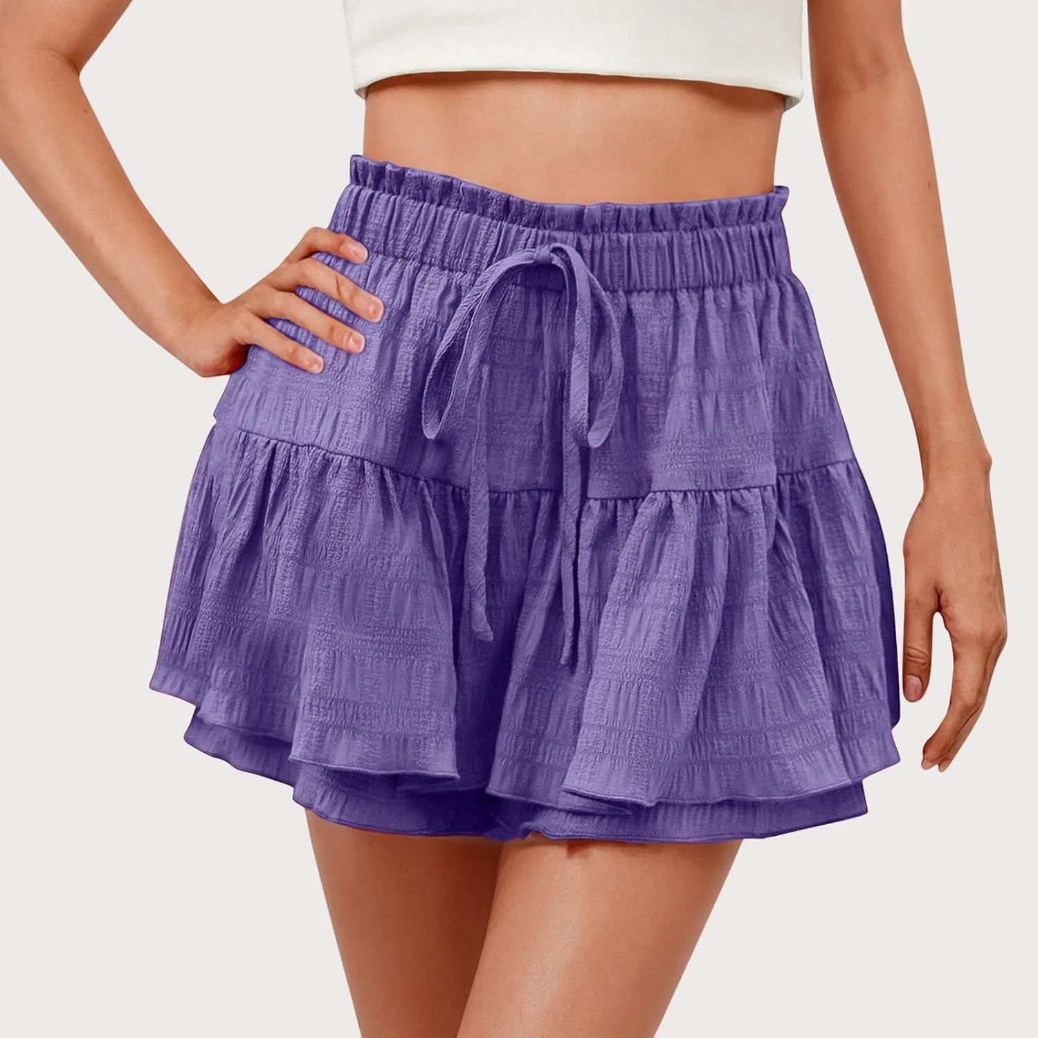 Shorts for Women 2025 High Waisted Ruffle Summer Casual Skorts Flowy Pleated Mini Skirts Swing Beach Vacation Shorts