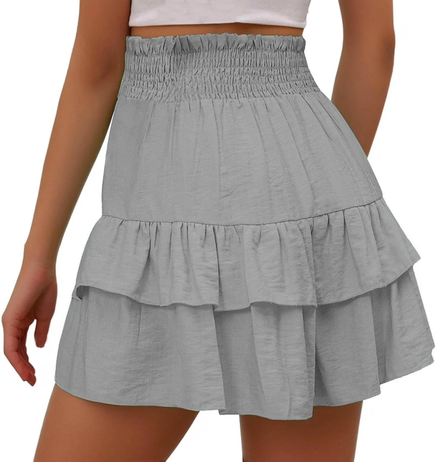 Shorts for Women Ruffled Hem High Waisted Flowy Casual Summer Skirt Shorts Loose Fit Resort Wear Fashion Clothes