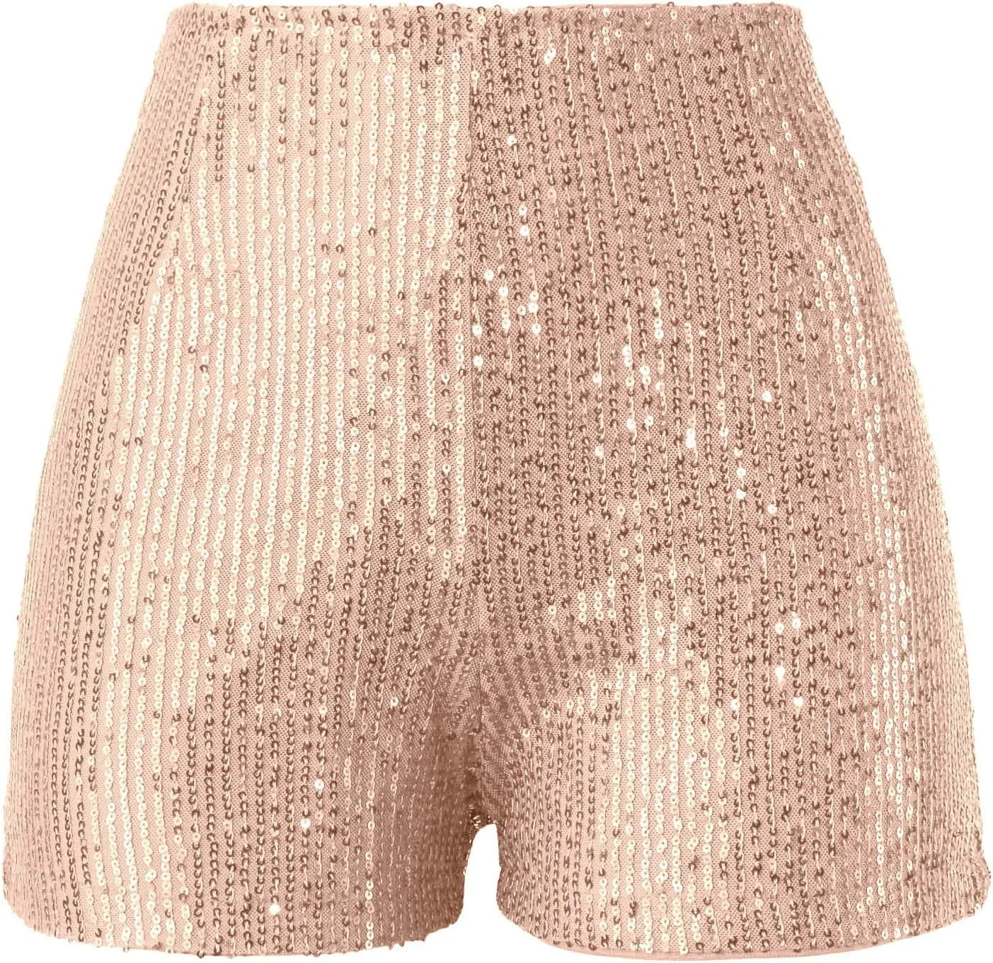 Shorts for Women Sequined Shiny High Waisted Casual Baggy Skorts Elastic Waist Straight Leg Comfort Trendy Clubwear