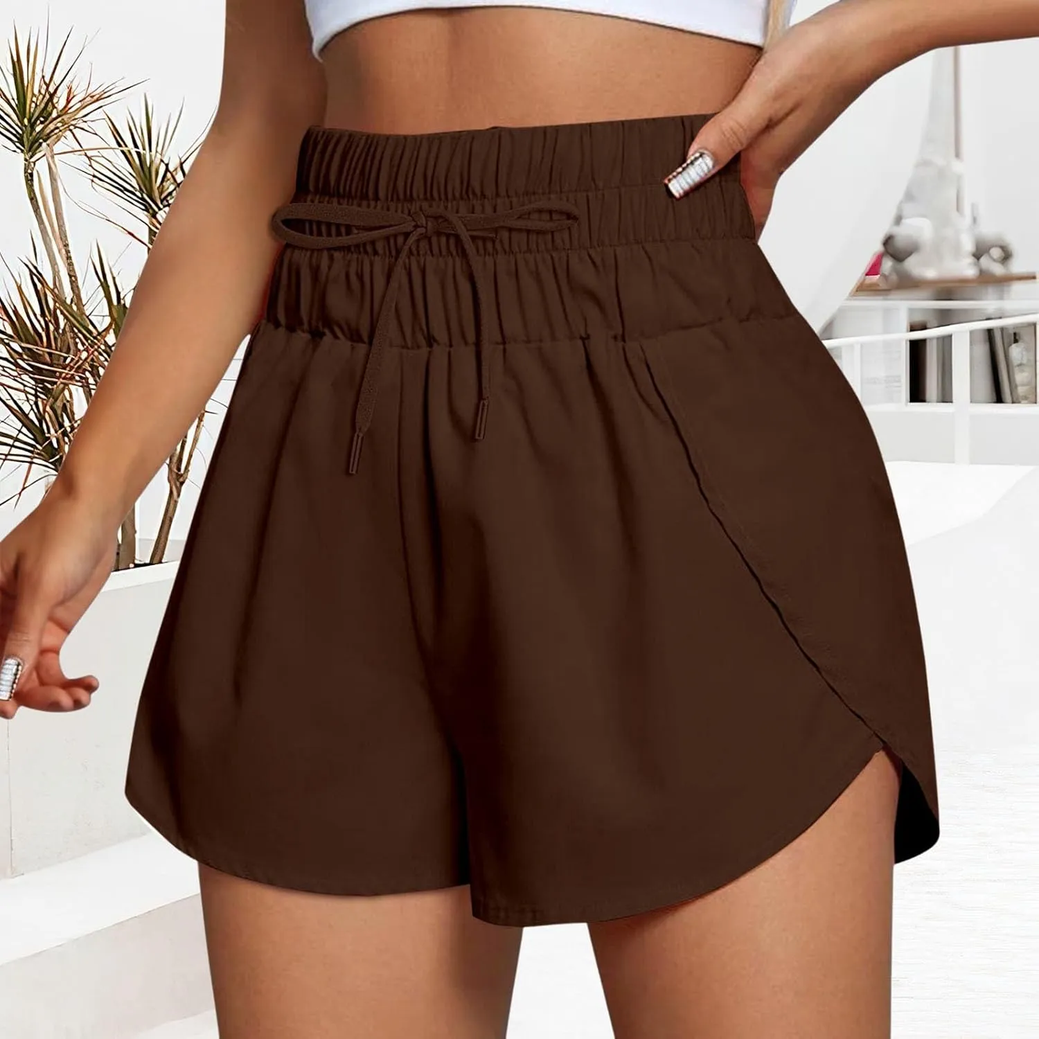 Shorts for Women Summer Casual Wide Leg Loose High Waist Elastic Dressy Beach Shorts 2025 Outfits Comfy Clothes
