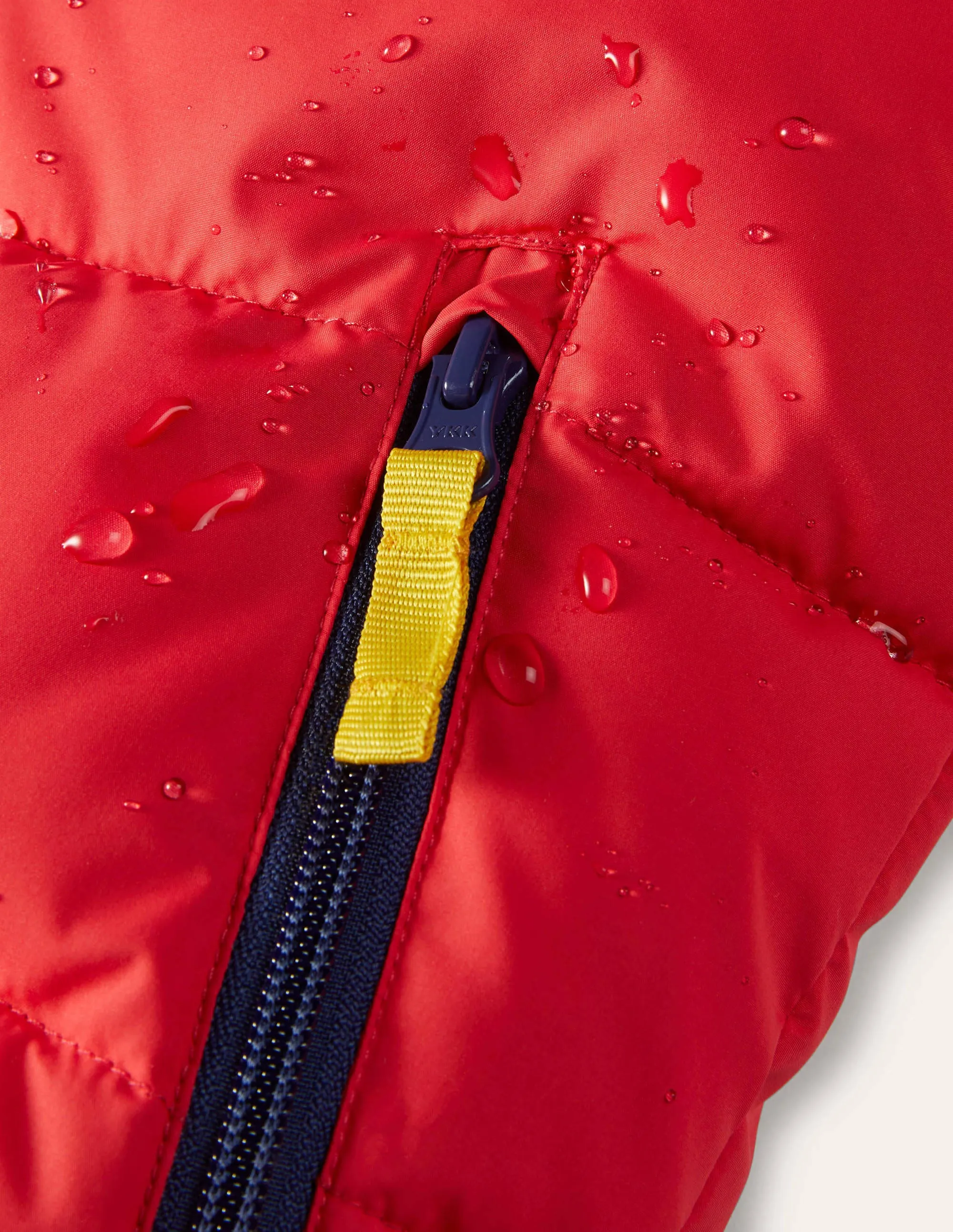 Shower-Resistant Padded Jacket-Rockabilly Red/Navy Rainbow