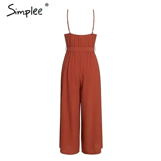 Simplee Sexy floral print jumpsuits women