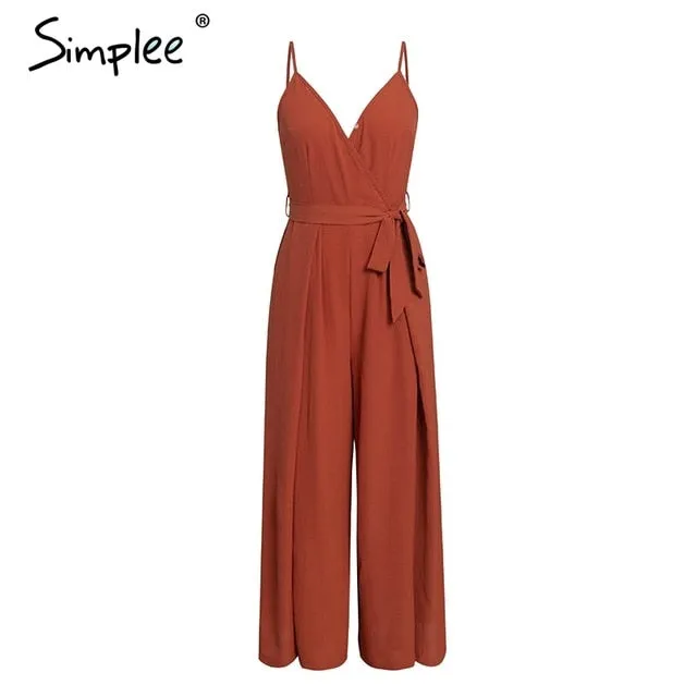 Simplee Sexy floral print jumpsuits women