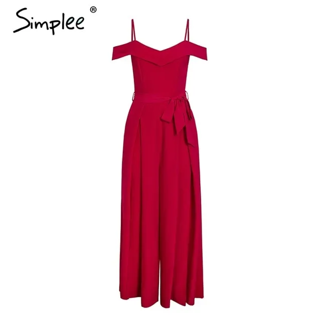 Simplee Sexy off shoulder women jumpsuit