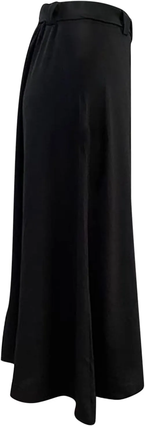 Skirts for Women Elastic High Waist Linen Ankle Skirt Fashion Casual Swing Long Skirt Elegant Flowy Pleated Skirts