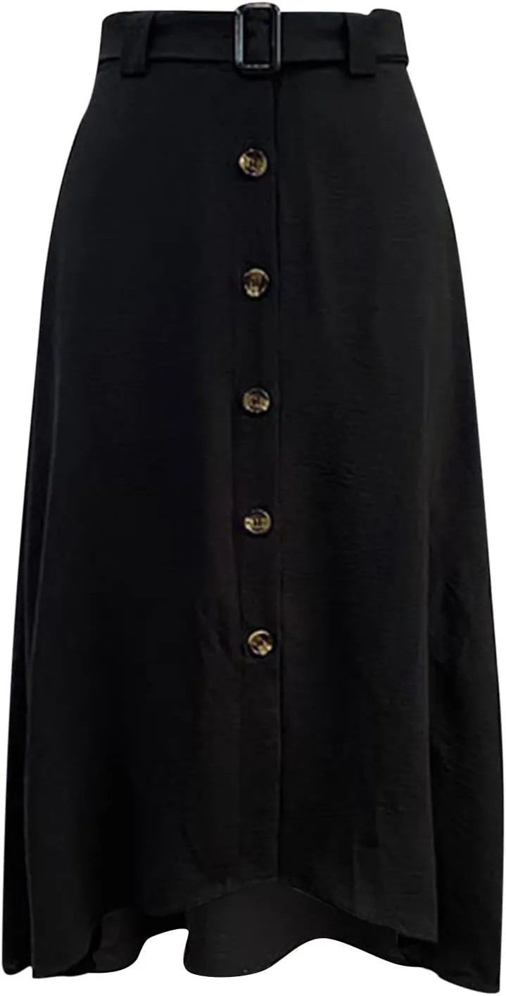 Skirts for Women Elastic High Waist Linen Ankle Skirt Fashion Casual Swing Long Skirt Elegant Flowy Pleated Skirts