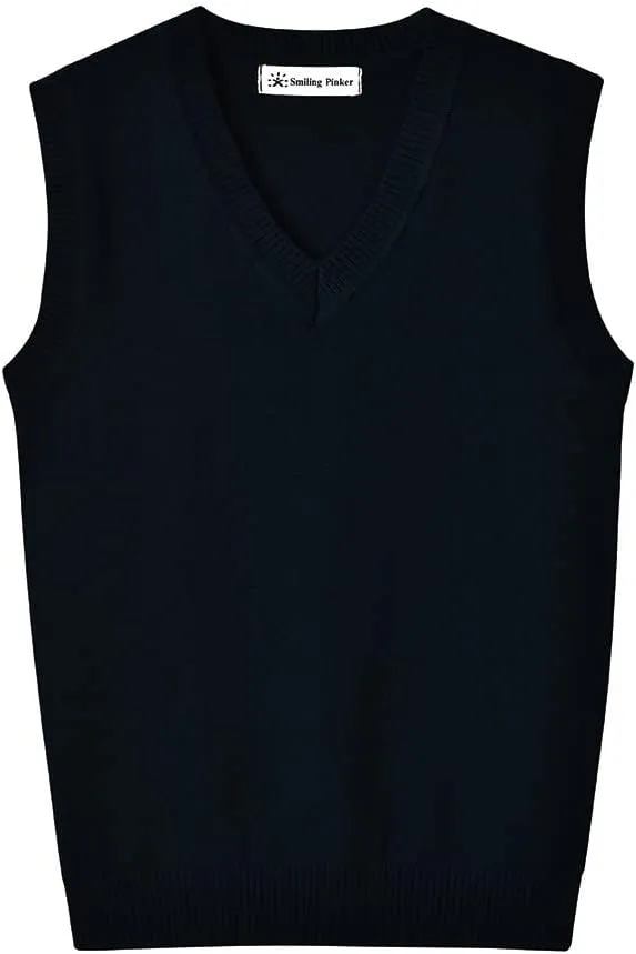 SMINLING Pinker Boys Girls School Uniform Sweater Vest V-Neck Soft Cotton Pullover