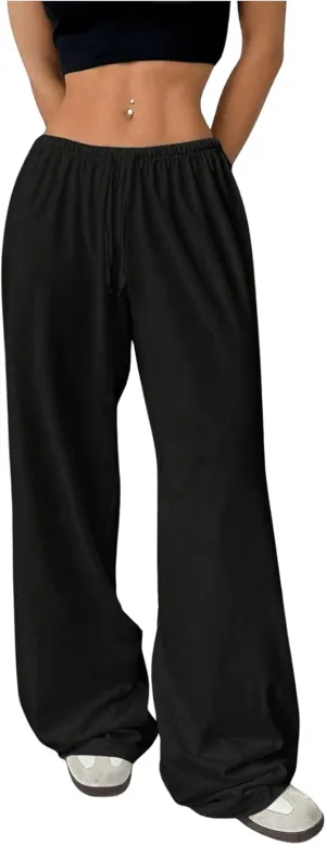 SOLY HUX Women's Wide Leg Sweatpants Drawstring Baggy Trousers High Waisted Loose Casual Jogger Pants