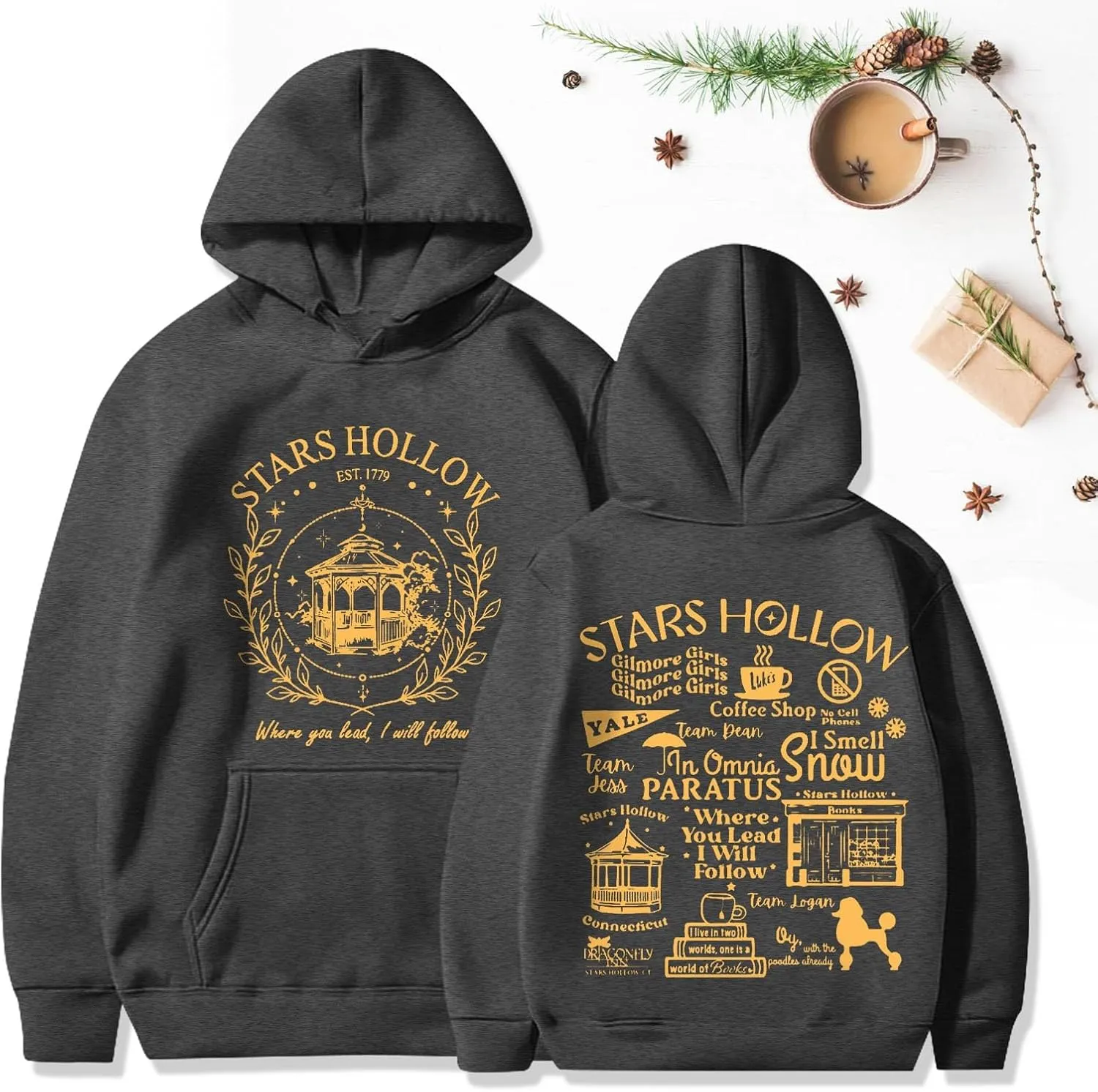 Stars Hollow Sweatshirt Where You Lead I Will Follow Sweatshirts Connecticut 1779 Oversized Hoodie Winter Clothes