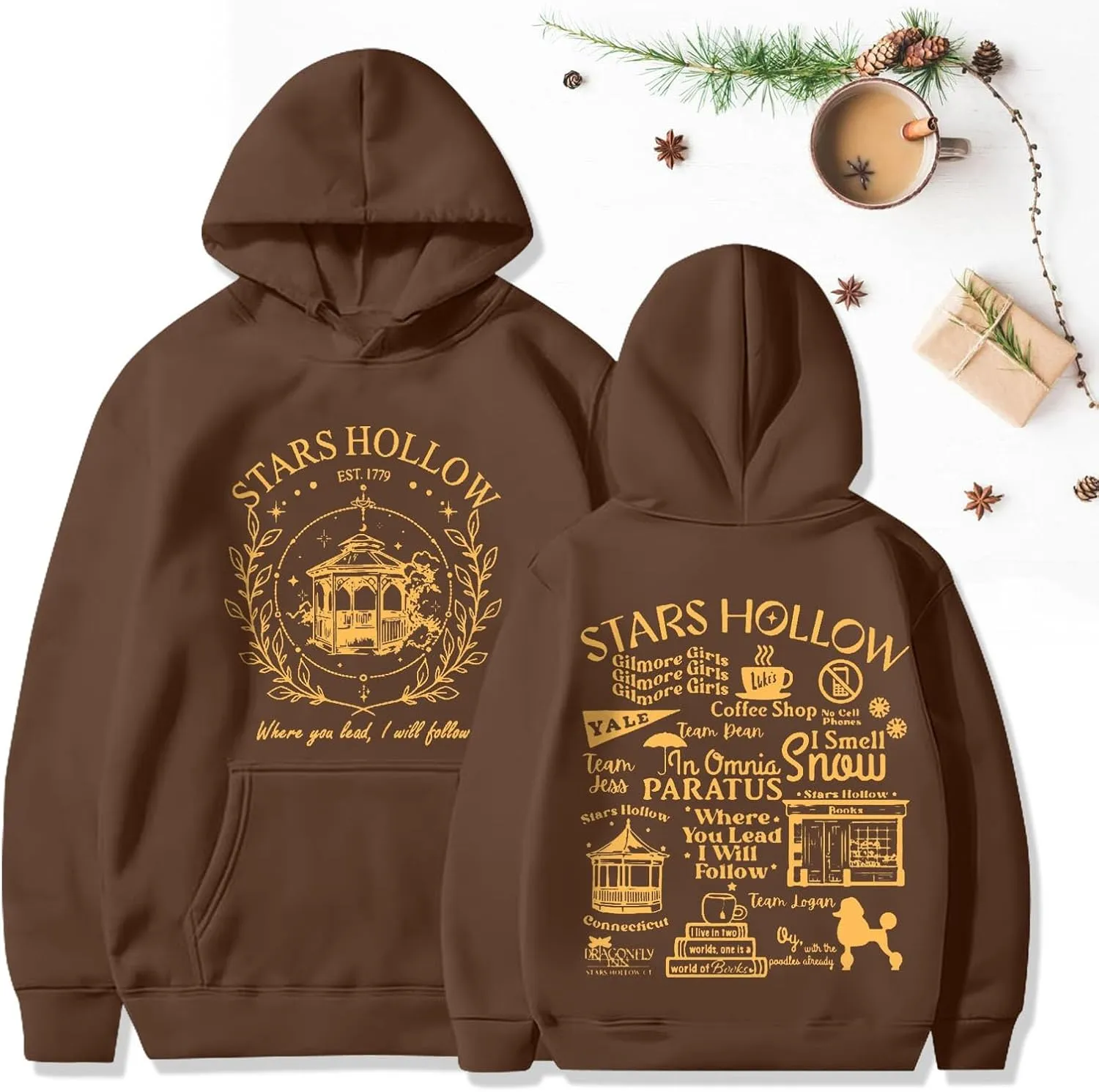 Stars Hollow Sweatshirt Where You Lead I Will Follow Sweatshirts Connecticut 1779 Oversized Hoodie Winter Clothes