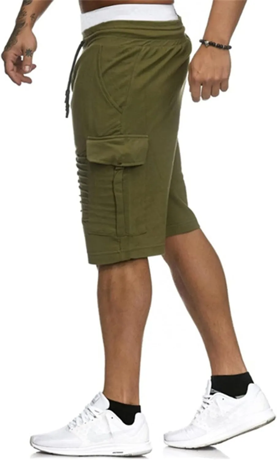 Summer Stripe Drawstring Hiking Fitness Cargo Shorts Tactical Training Golf Overalls Sweatpants Men Fishing Camping Shorts