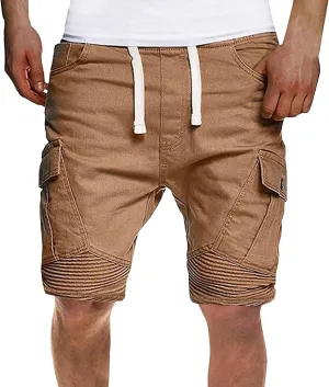 Summer Stripe Drawstring Hiking Fitness Cargo Shorts Tactical Training Golf Overalls Sweatpants Men Fishing Camping Shorts