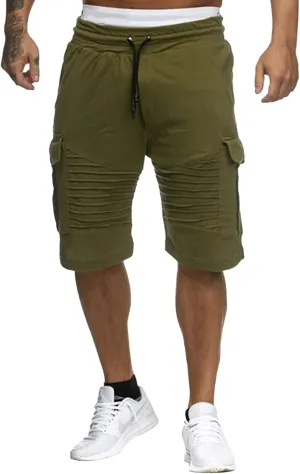 Summer Stripe Drawstring Hiking Fitness Cargo Shorts Tactical Training Golf Overalls Sweatpants Men Fishing Camping Shorts