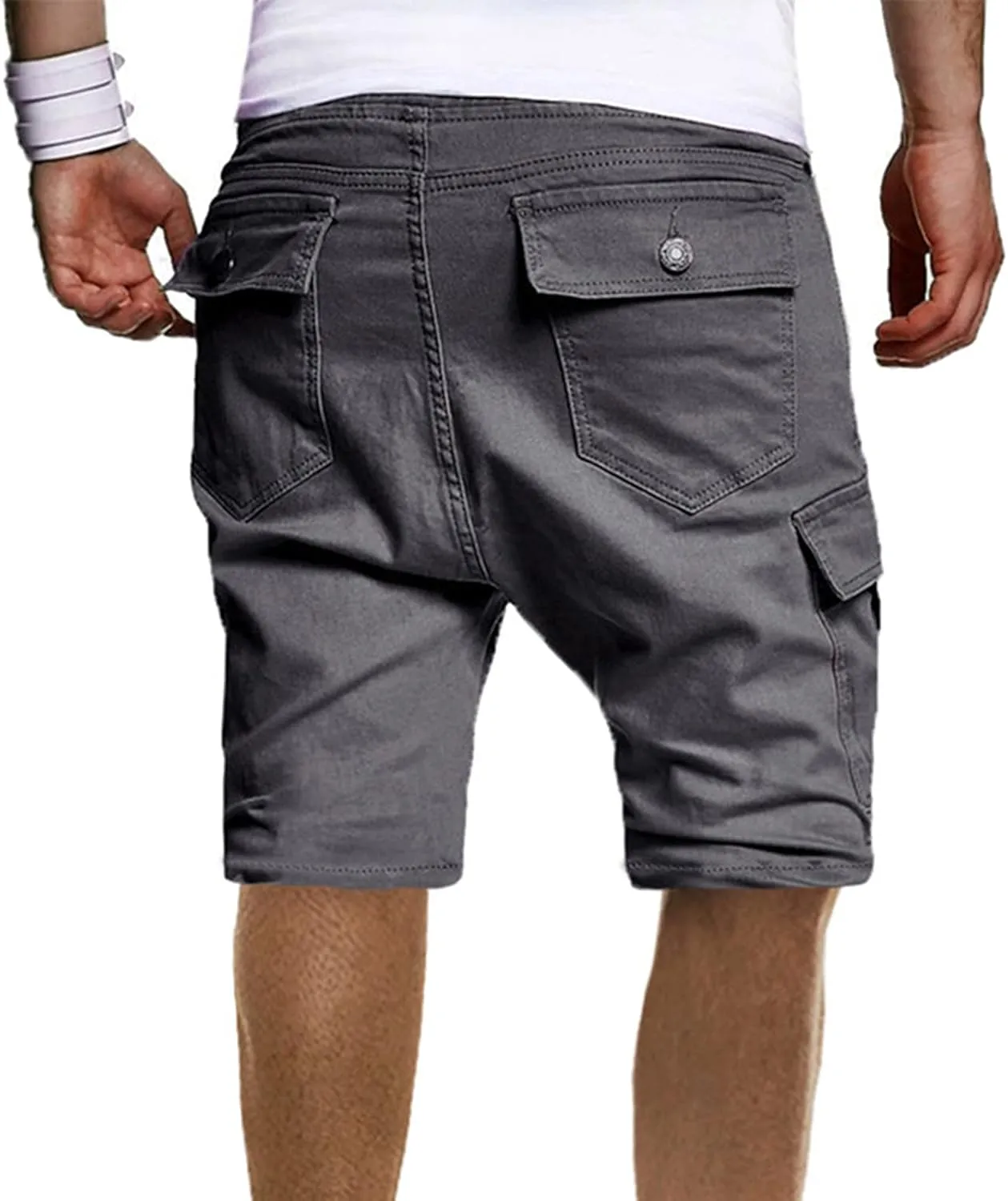 Summer Stripe Drawstring Hiking Fitness Cargo Shorts Tactical Training Golf Overalls Sweatpants Men Fishing Camping Shorts