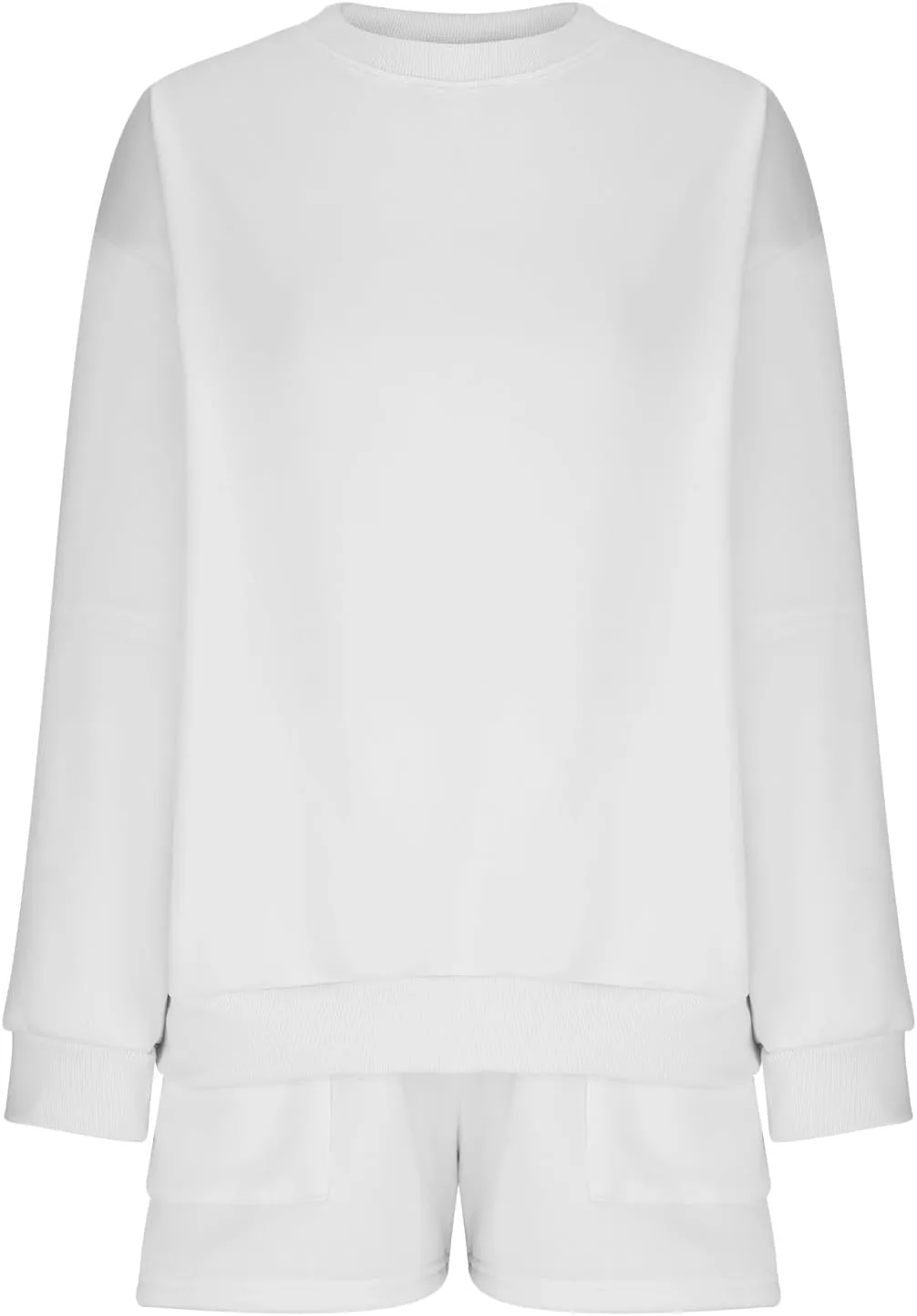 Sweat Sets For Women 2 Piece Outfits Casual Long Sleeve Oversized Sweatshirt With Shorts Matching Lounge Set Sweatsuit