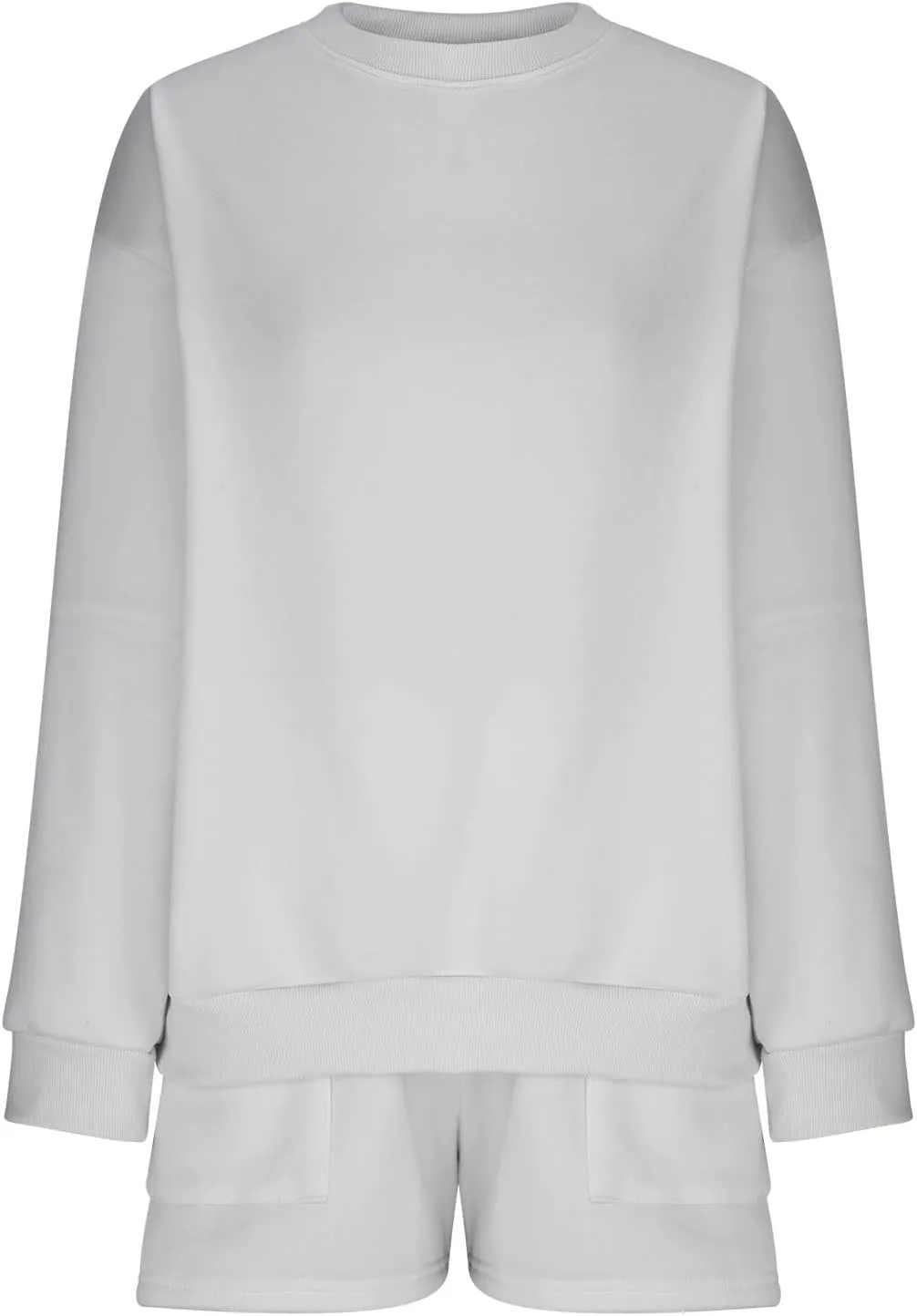 Sweat Sets For Women 2 Piece Outfits Casual Long Sleeve Oversized Sweatshirt With Shorts Matching Lounge Set Sweatsuit