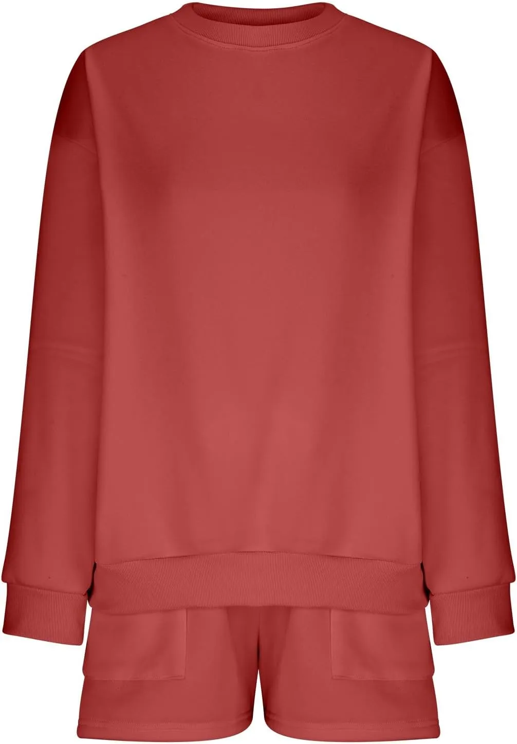 Sweat Sets For Women 2 Piece Outfits Casual Long Sleeve Oversized Sweatshirt With Shorts Matching Lounge Set Sweatsuit