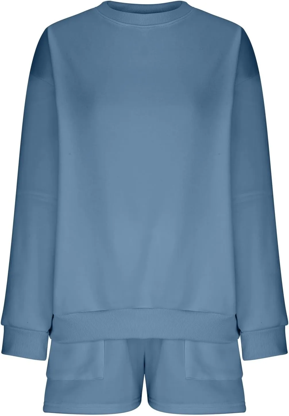 Sweat Sets For Women 2 Piece Outfits Casual Long Sleeve Oversized Sweatshirt With Shorts Matching Lounge Set Sweatsuit