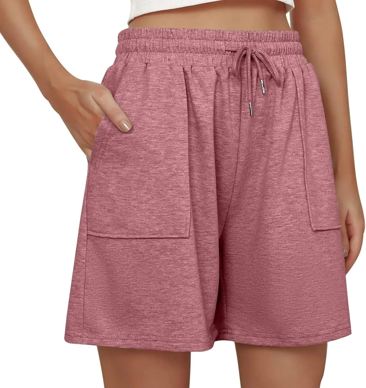 Sweat Shorts Women Loose Fit Drawstring Waist Bermuda Shorts with Pockets Comfy Casual Athletic Workout SweatShorts