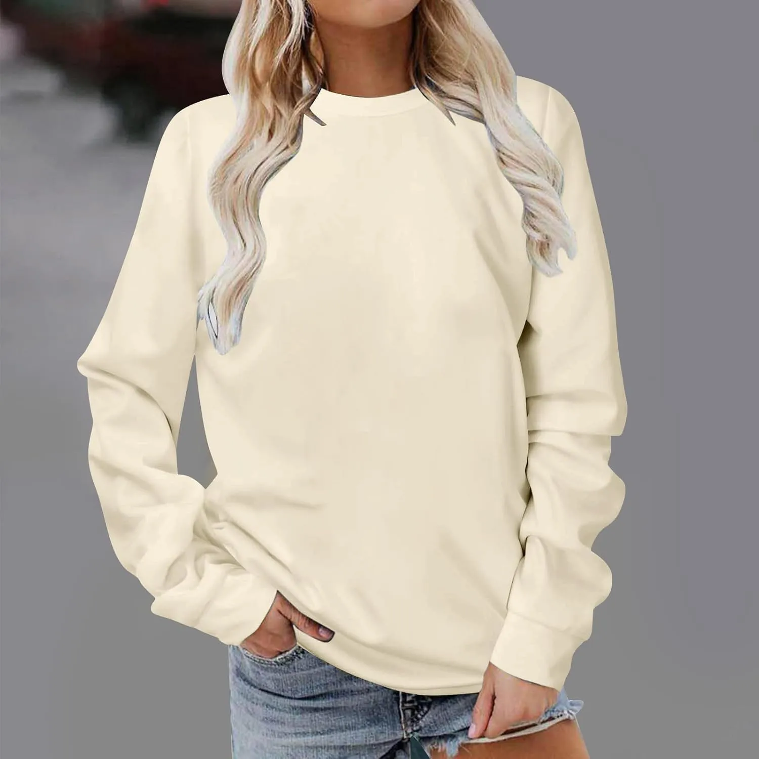 Sweatshirt for Women Fall Fashion Long Sleeve Pullover Crewneck Shirt Tops Teen Girl Casual Oversized Workout Sweater