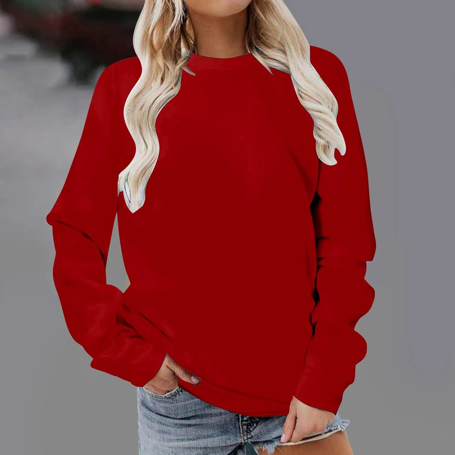Sweatshirt for Women Fall Fashion Long Sleeve Pullover Crewneck Shirt Tops Teen Girl Casual Oversized Workout Sweater