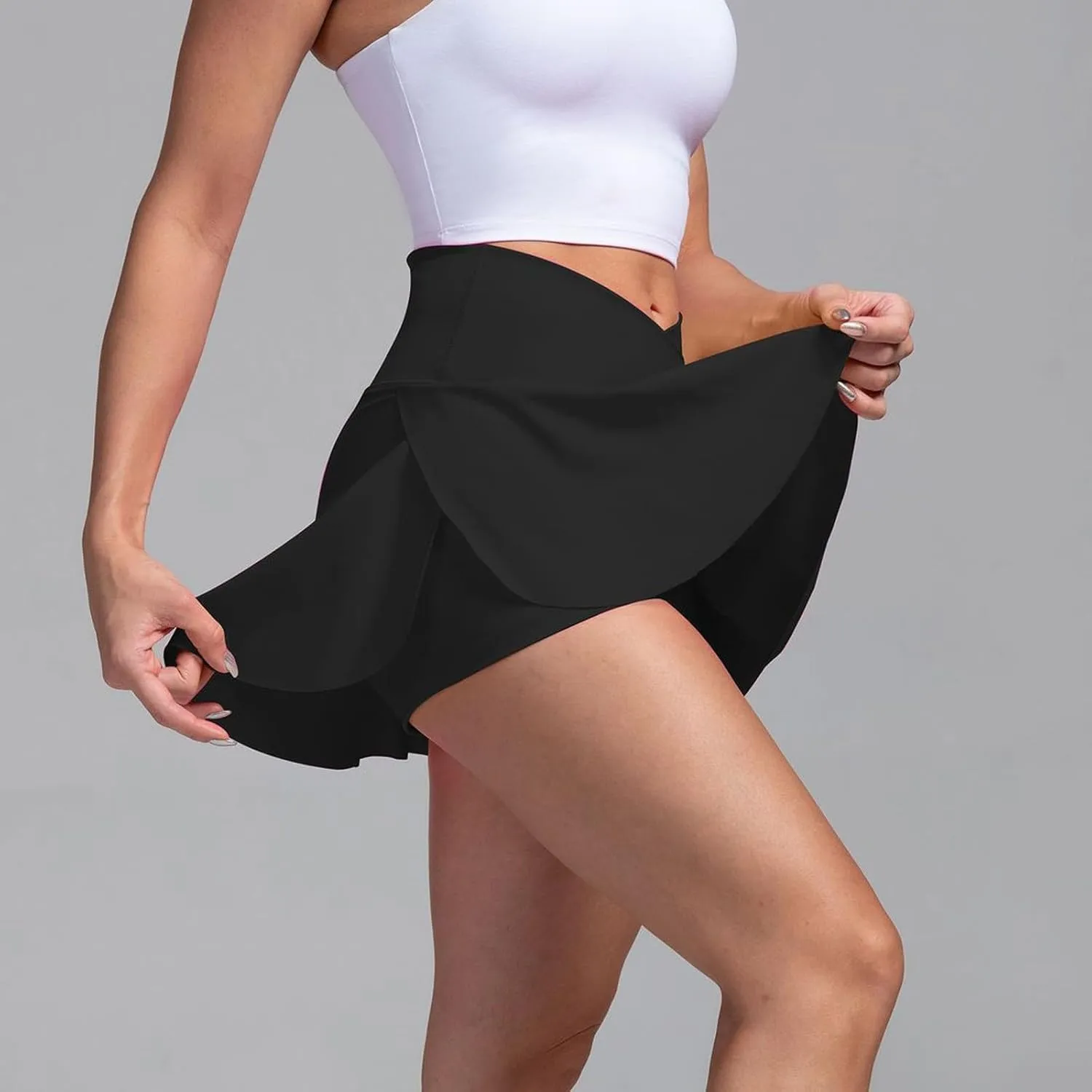 Tennis Skirts for Women with Shorts Summer Built-in Shorts Crossover Tennis Golf Workout Skirts Short with Pockets