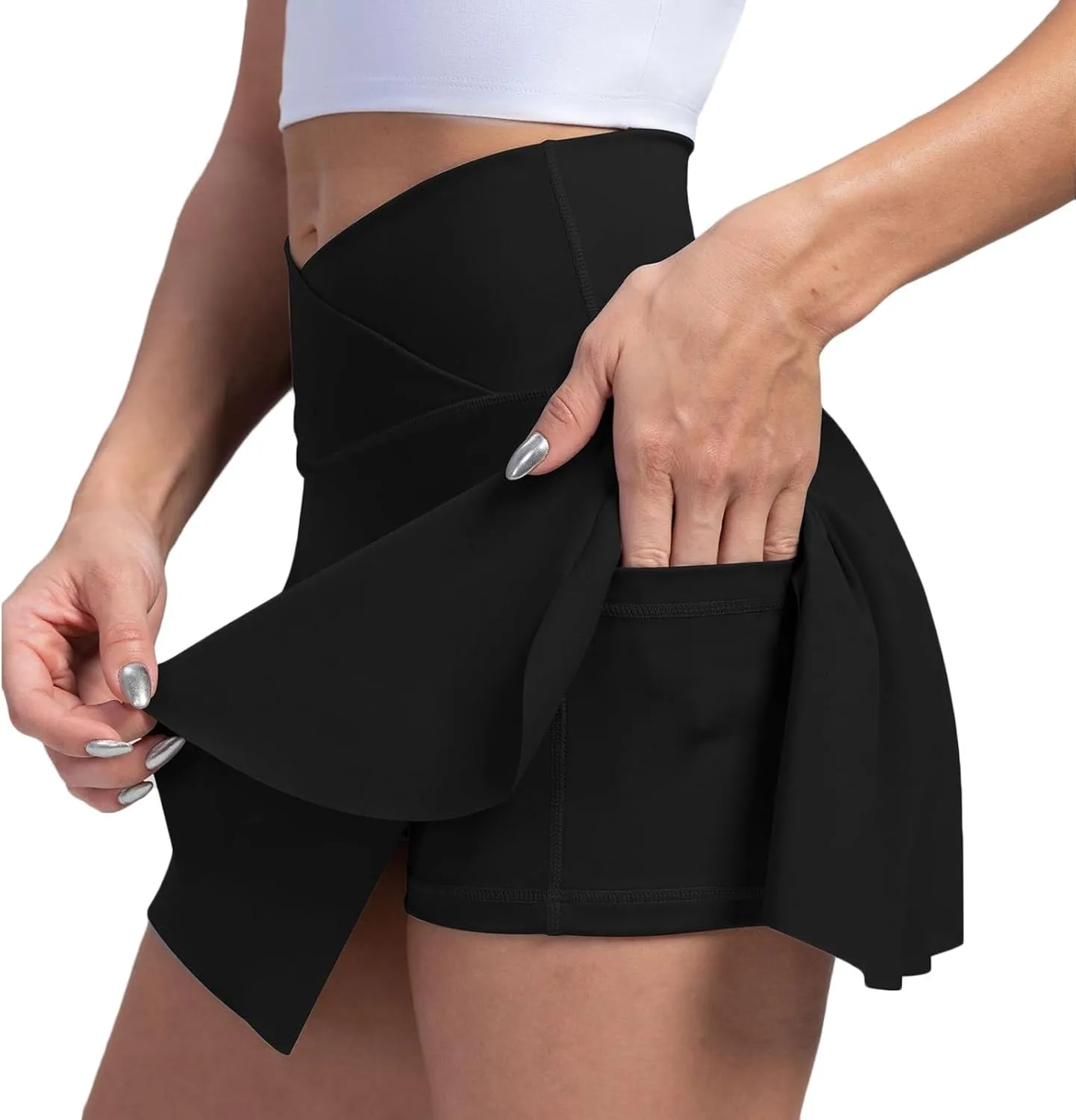 Tennis Skirts for Women with Shorts Summer Built-in Shorts Crossover Tennis Golf Workout Skirts Short with Pockets