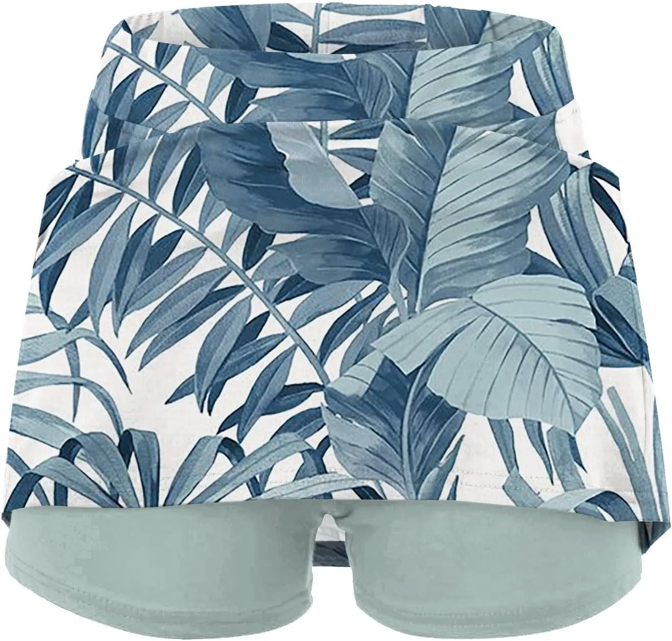 Tennis Skorts for Women Summer Elastic High Waisted Floral Printed Gym Shorts Comfort Baggy Mini Skirts with Pockets