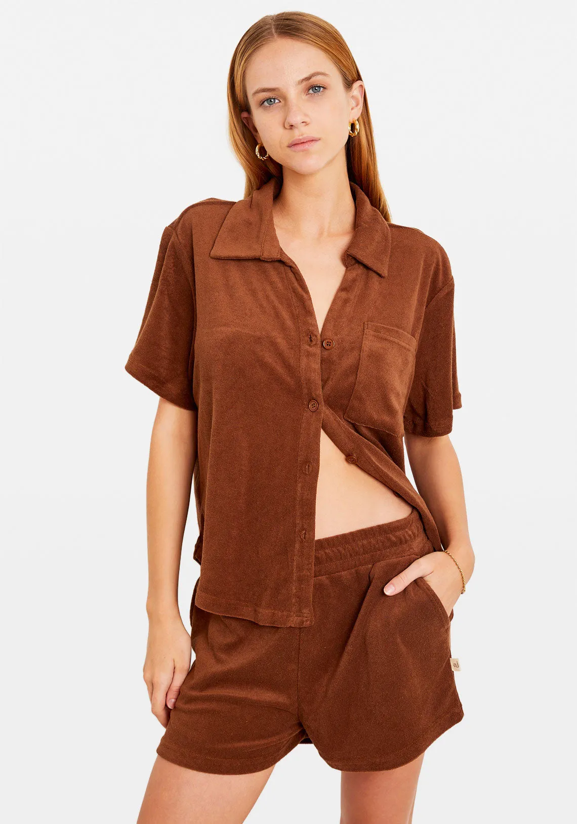 TERRY SHIRT & SHORT SET CHOCOLATE