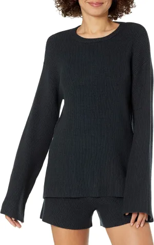 The Drop Women's Alice Crew-Neck Back-Slit Ribbed Pullover Sweater