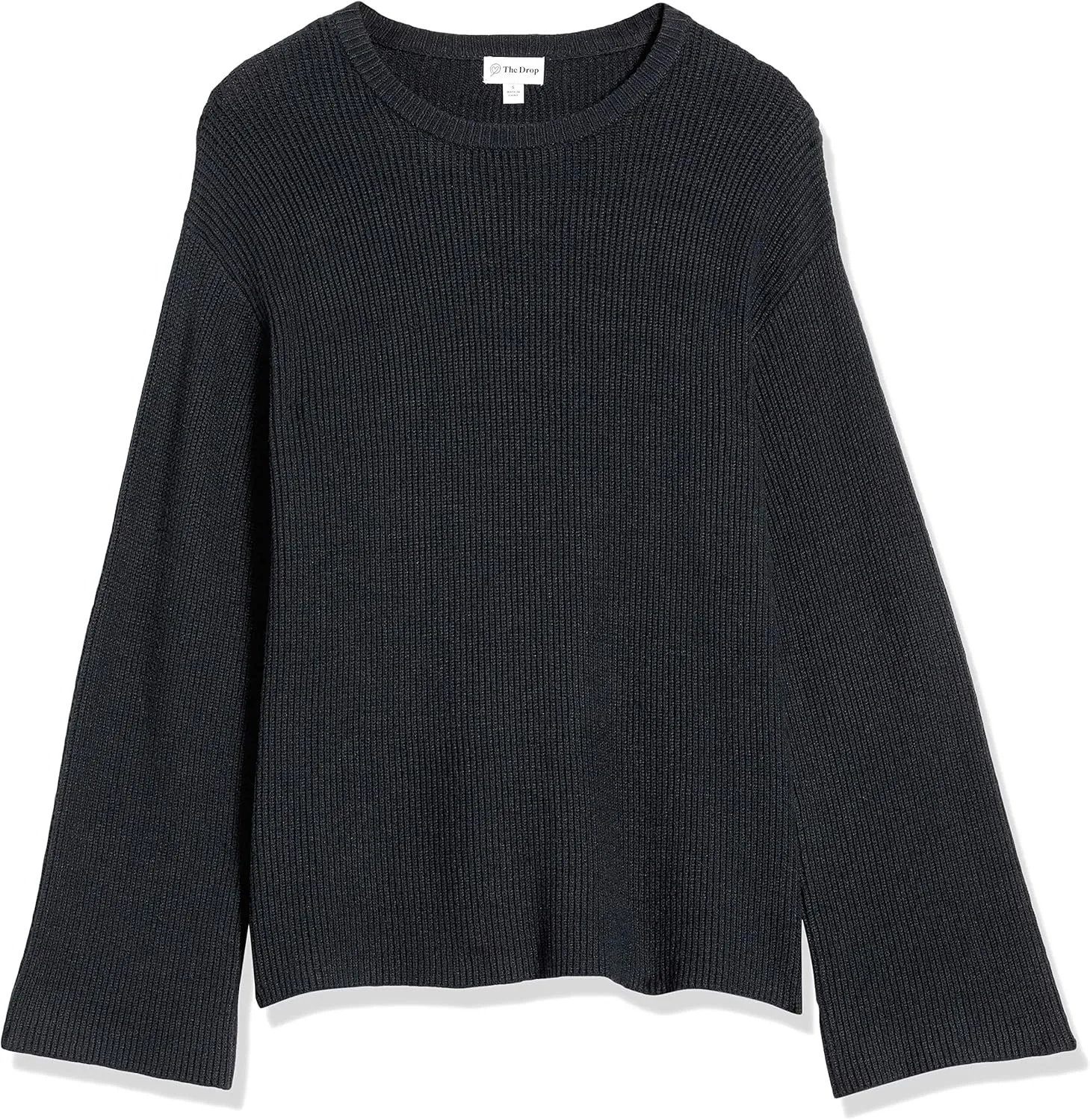 The Drop Women's Alice Crew-Neck Back-Slit Ribbed Pullover Sweater